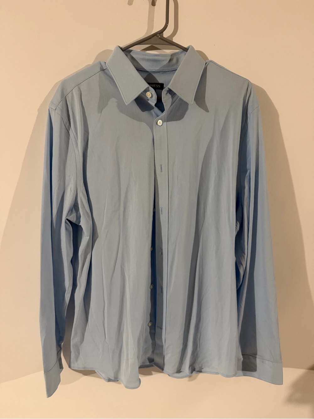 Express Men’s Light Blue Dress Shirt - Point Collar Button-Front